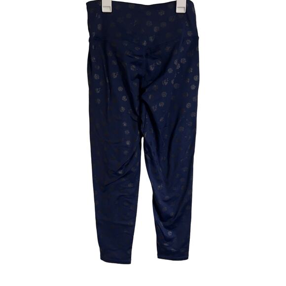 Blue Floral Leggings Crossband Mid Rise Length Size M NWT Jenni - Picture 2 of 7